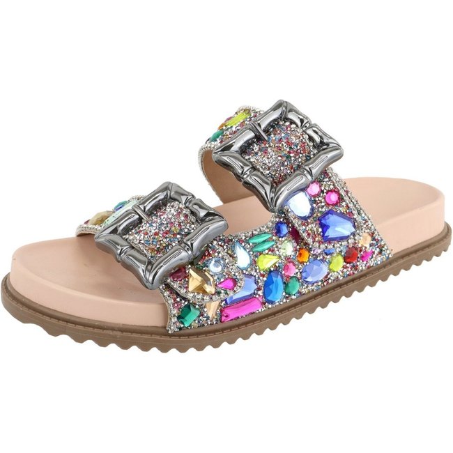 Sandalia Papete Miçangas Pedraria Strass Cristais Fino Colorido Lançamento Verão 2024 Agnes Veronez Multicolor