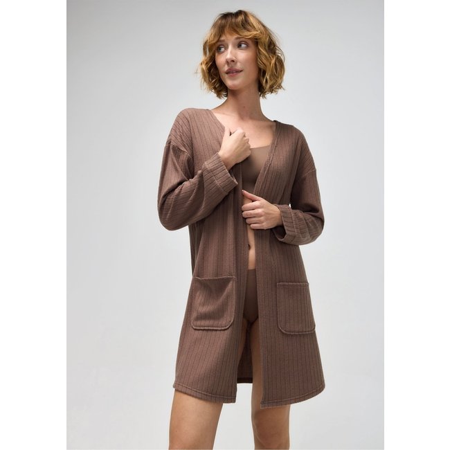 Robe Manga Longa Em Tricô