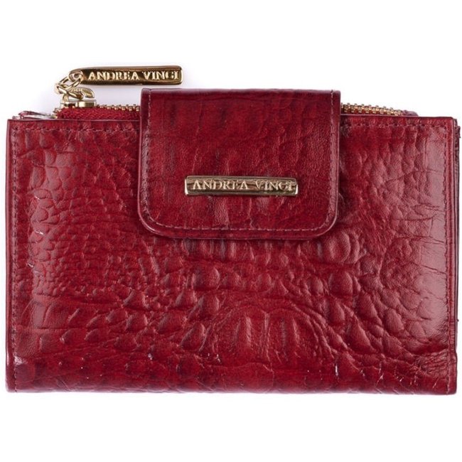 Carteira feminina de couro croco Lanna 10x15,5cm - Vermelho