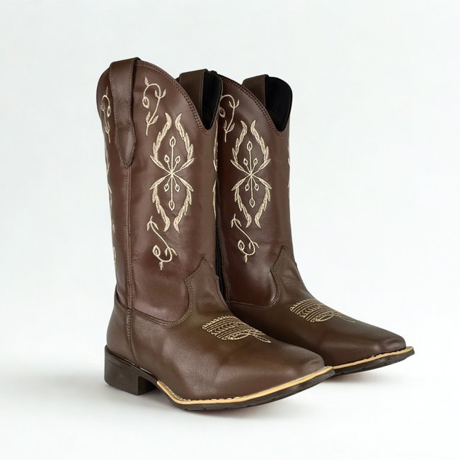 Bota Country Kapell Feminina Estilo Texana Boiadeira Marrom Haras