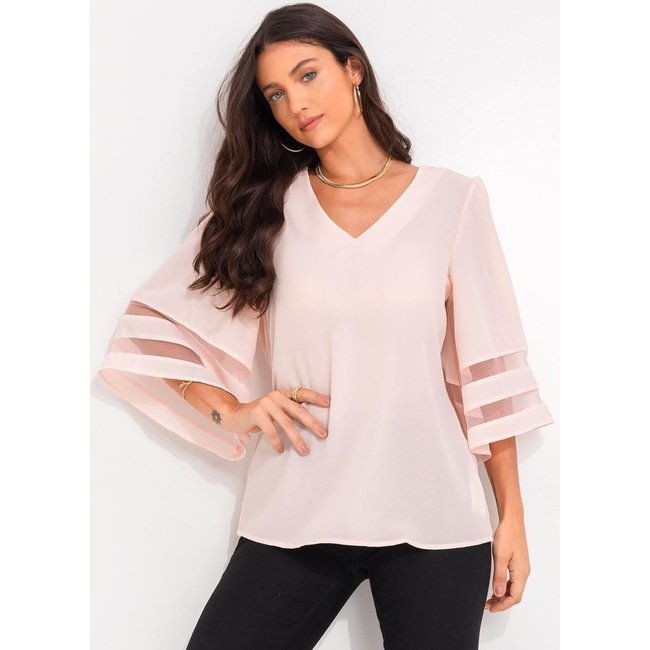 Blusa Em Crepe Plano Rosa Claro Quintess