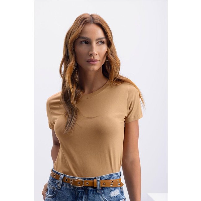 Blusa Feminina Em Malha Essendi Camel Médio Bege