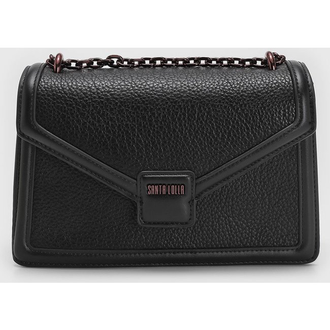 Bolsa Média Santa Lolla Textura Fivela Preta