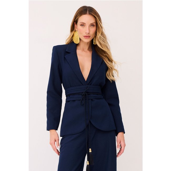 Blazer Alfaiataria Liso Azul Indico Charry