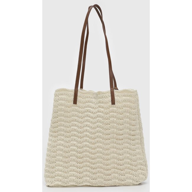 Bolsa Feminina Brizza Arezzo Tramado Claro e Marrom