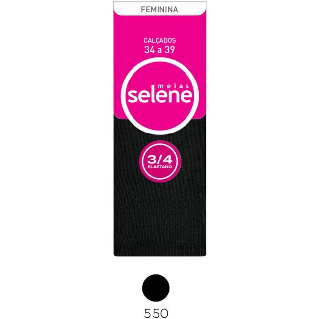 Meia 3/4 Selene Em Algodão 7005-001 Preto