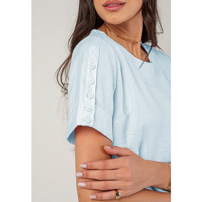 Blusa Alfaiataria Com Botões Na Manga Salvatore Azul