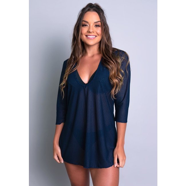 Saída De Praia Curta MVB Modas Renda Moda Praia Azul