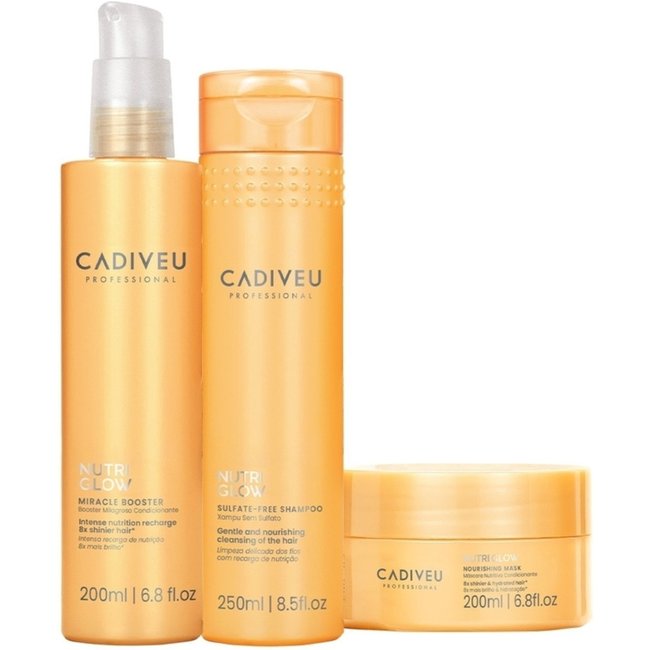 Kit Cadiveu Professional Nutri Glow Booster Shampoo Máscara e Pré-Shampoo (3 produtos)