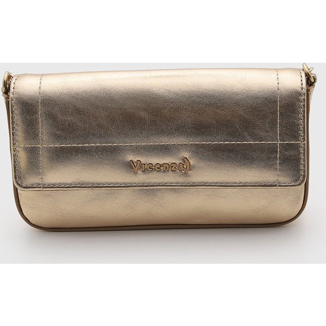 Bolsa Feminina Vicenza Couro Alça Longa Dourada