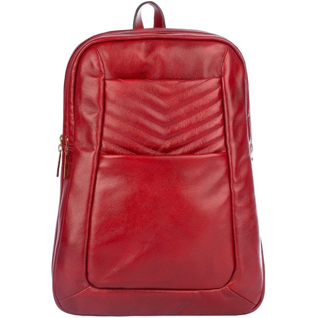 Mochila de couro grande liso slim Patricia - Vermelho