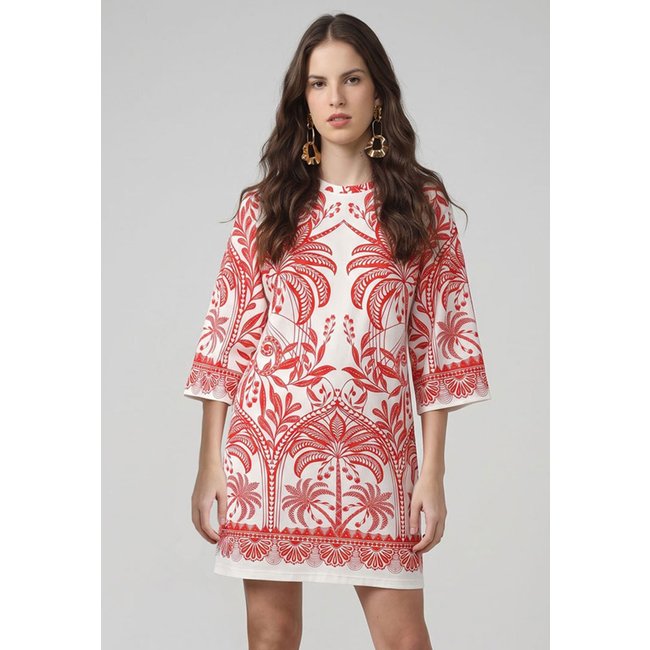 Vestido Feminino FARM Curto Estampa Botânica Branco