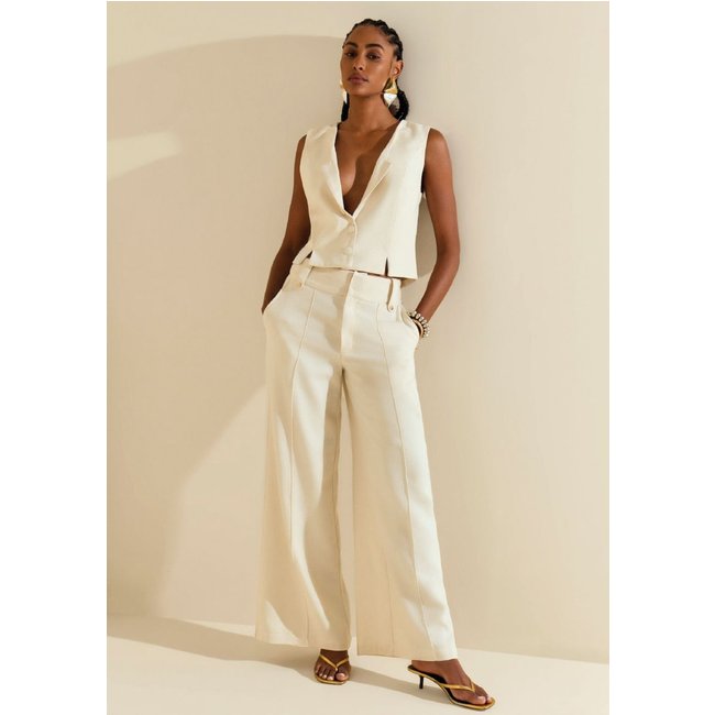 Calça Morena Rosa Pantalona Alta Off Off-white
