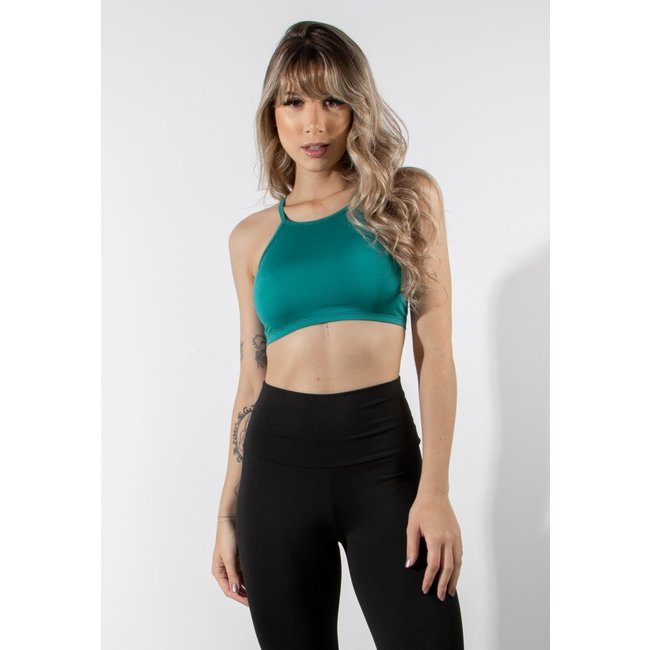 Top Fitness Feminino Tiras Nas Costas Alça Fina Academia Tecido Proteção UV 4 Estações Verde - Tamanho 36/38M-48/50+ - Sem Passagem de Ferro - Durável