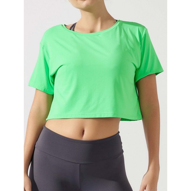 Blusa Cropped T-Shirt Feminina Camiseta de Poliamida Crush Verde