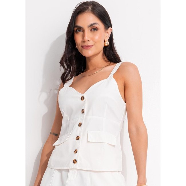 Blusa Em Jeans Quintess Off White