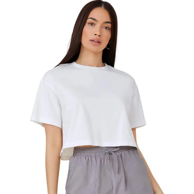 Camiseta Cropped Oversized Algodão Premium Branca