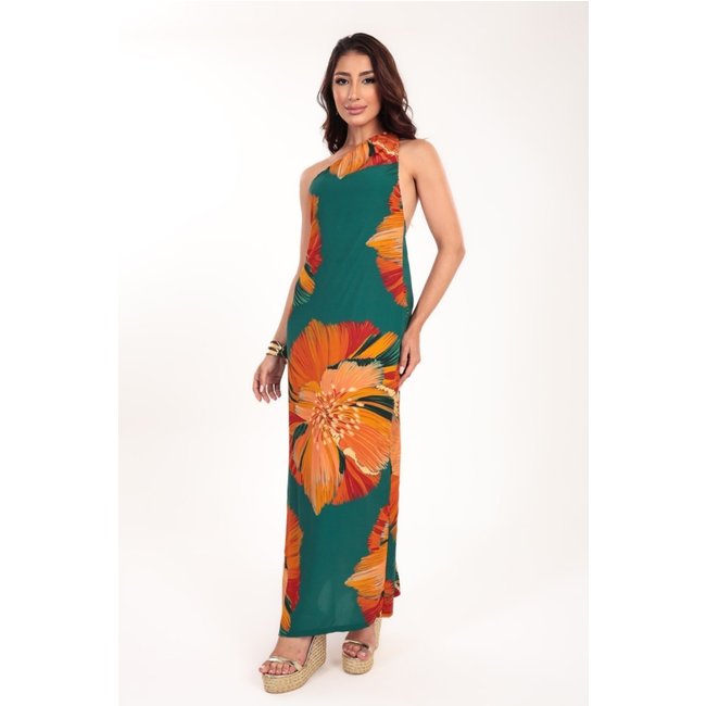 Vestido longo Ícone Fashion Fenda estampa Serena Floral Praia Reveillon