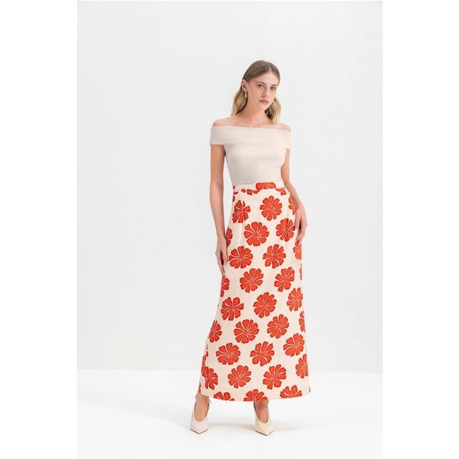 Saia Feminina Viscose Essendi Off-white