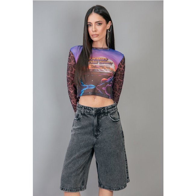 Bermuda Jorts De Sarja Preta marinaegabriella