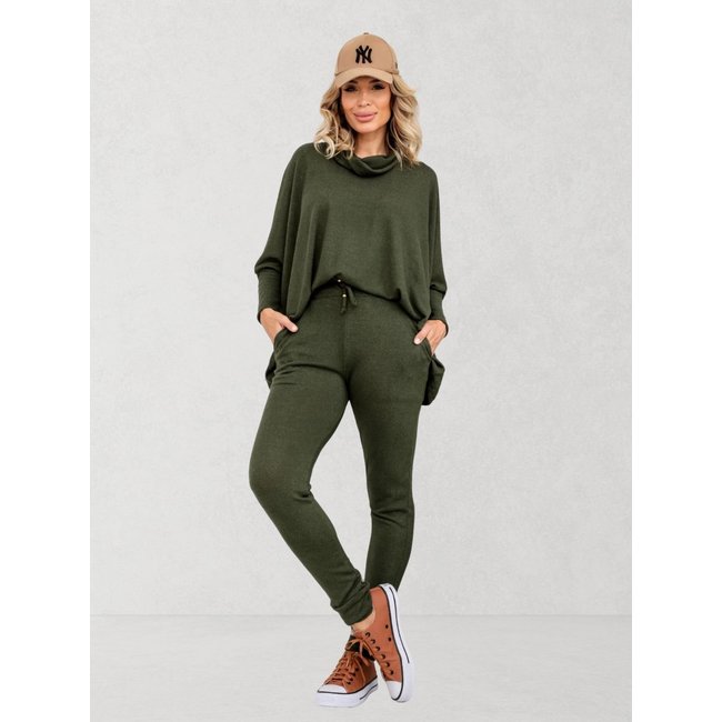 Conjunto Via Lessa Dublin em Malha Tricot Verde Oliva