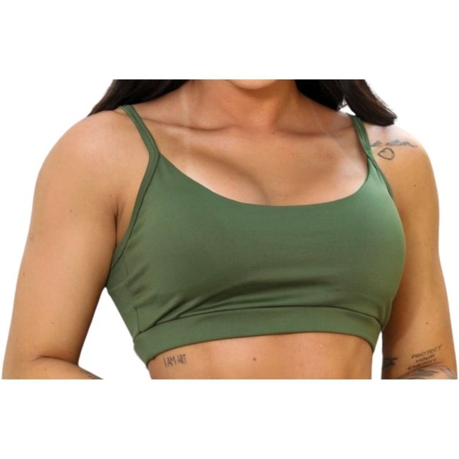 Top Alça Básico FMF Suplex Fitness Feminino Confortável para Treino e Academia Verde Yoga, Pilates e Hyrox