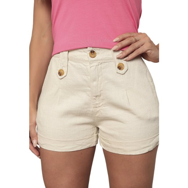 Short Dellamarca Viscolinho Natural Creme