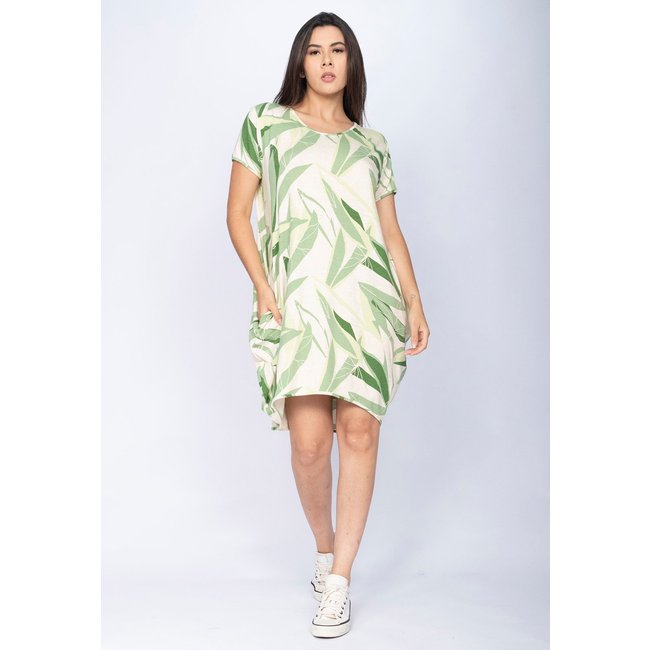 Vestido CabanaFree Curto Malha Amplo Always Estampa Verde Selvagem