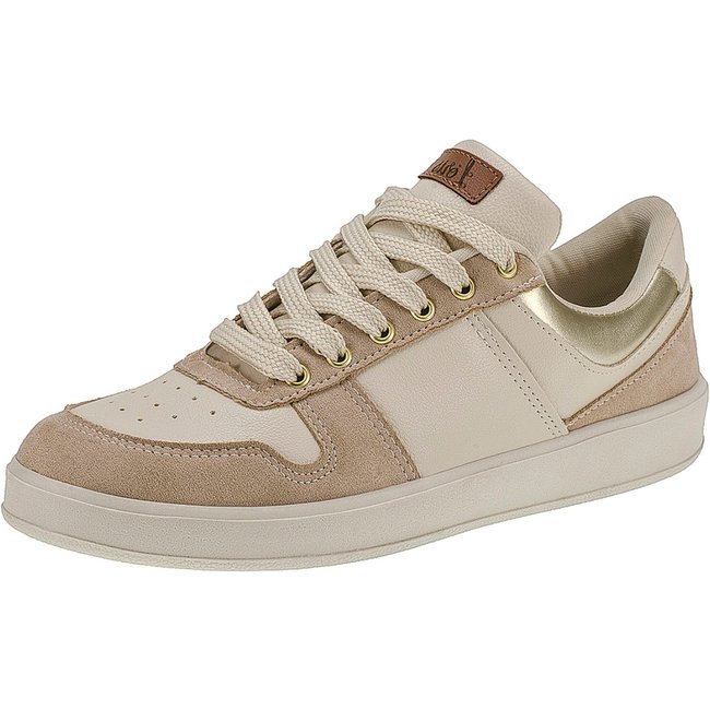Tênis Branco Feminino Casual com Recortes Clássico Retrô Neutro Plataforma Retrocore 7802 Nude