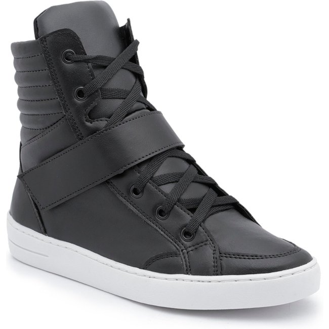 Tênis Cano Alto Fitness Casual Academia Estiloso Confortável - Preto