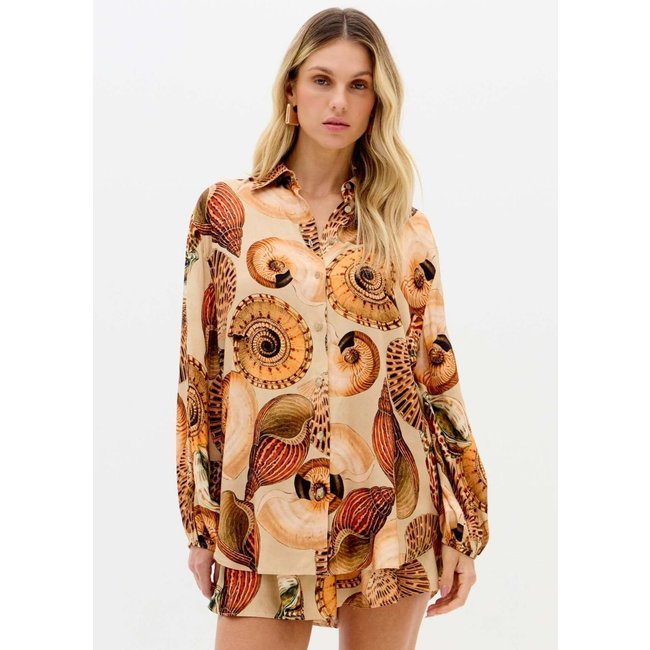 Camisa Alongada Manga Longa Estampada Lança Perfume