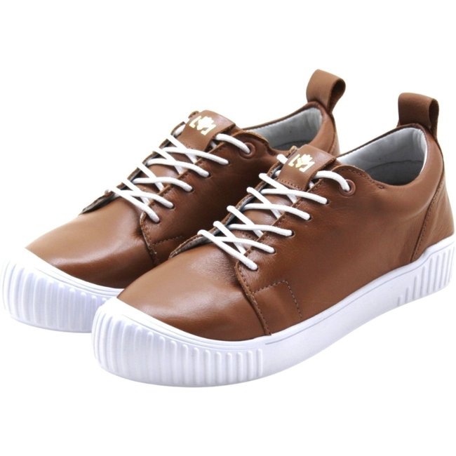 Tenis Feminino Casual Lirom Em Couro Caramelo