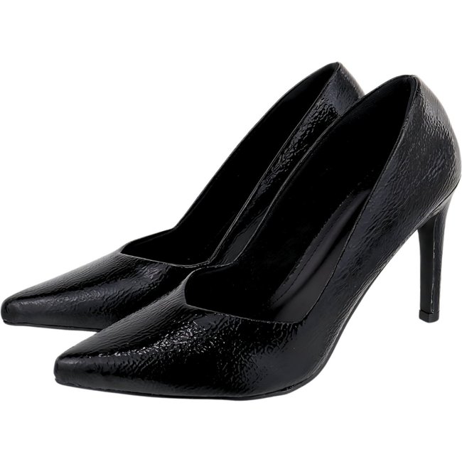 Scarpin Salto Alto Feminino Verniz Molhado Preto Hannah Footwear
