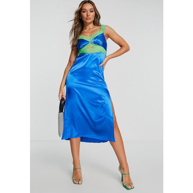 Vestido TOPSHOP Midi Cut Out Azul