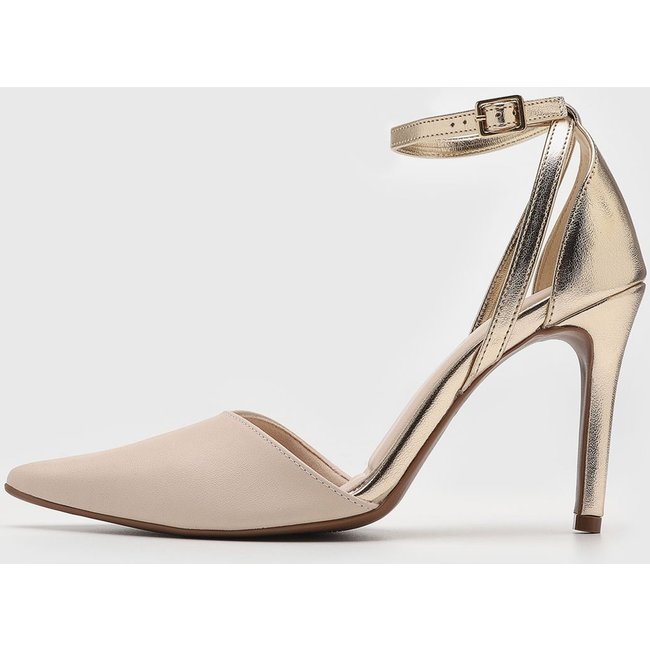 Scarpin Feminino cê Salto Fino Dourado