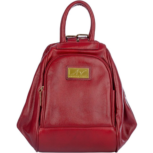 Mochila 3 em 1 de couro liso Sabrina - Vermelho