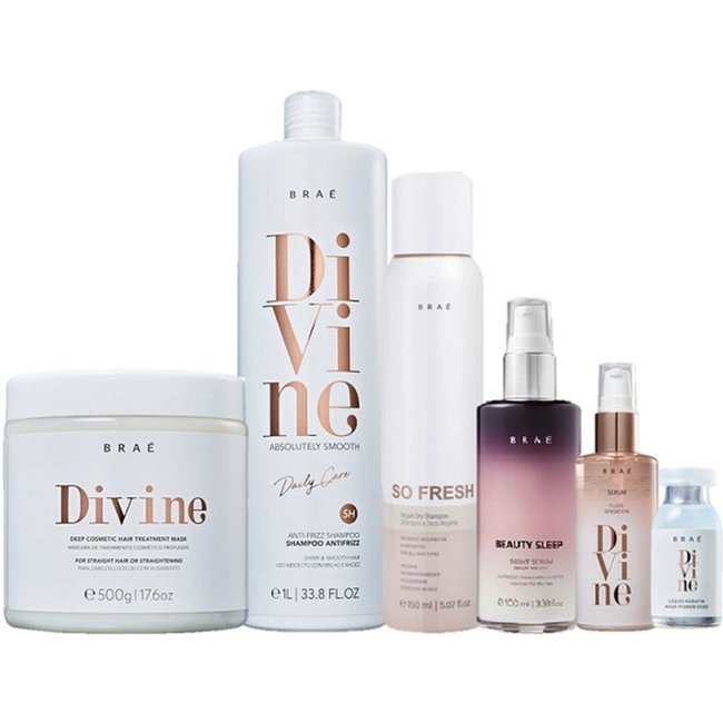 Brae Divine Shampoo 1L Mascara 500g Plume 60ml Ampola 13ml Beauty Sleep 100ml e So Fresh 150ml