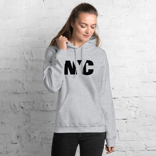 Moletom Flanelado Feminino Blusa Mooboo de Frio Fechado Urbania Moleton Cinza mescla estampa Nyc new york city Preto