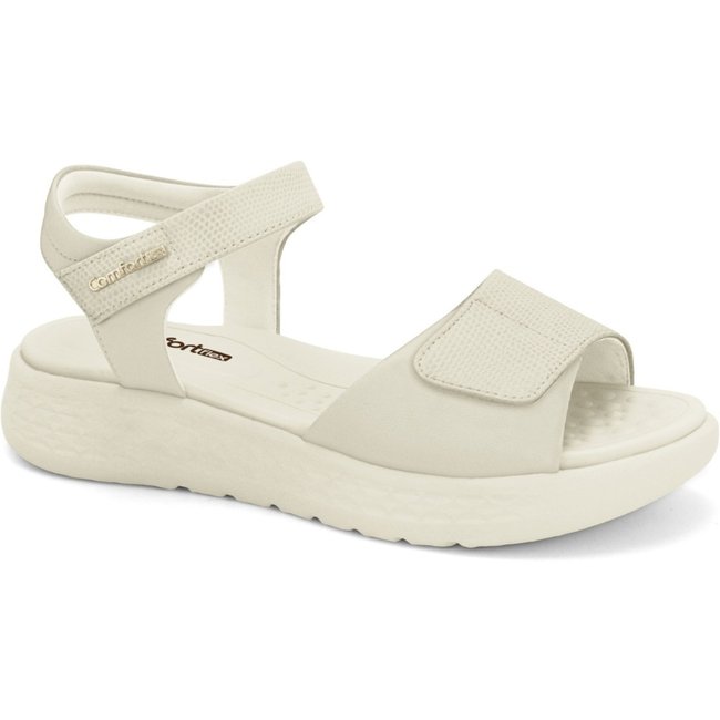 Sandália Feminina Calce Fácil Off White Comfortflex 2547305-1