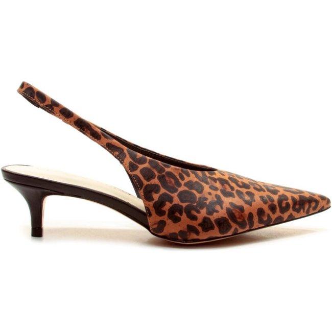Slingback Couro Onça Salto Baixo Cecconello 2629002-13