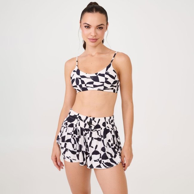 Short Soltinho Com Pregas Estampa Mind Poliamida Soft Donna Carioca