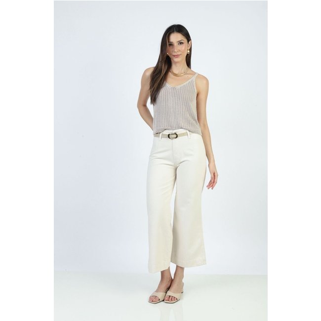 Calça Reta com Cinto Natural 44 Gazzy
