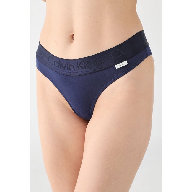 Calcinha Feminina Calvin Klein Tanga Pima Cotton Azul Marinho