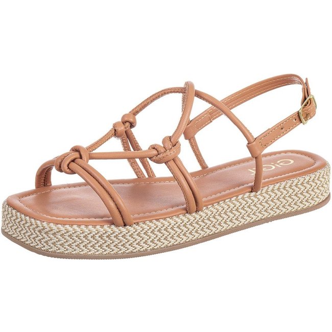 Sandália Flatform GiGil Papete Espadrille Tiras Abauladas Blush