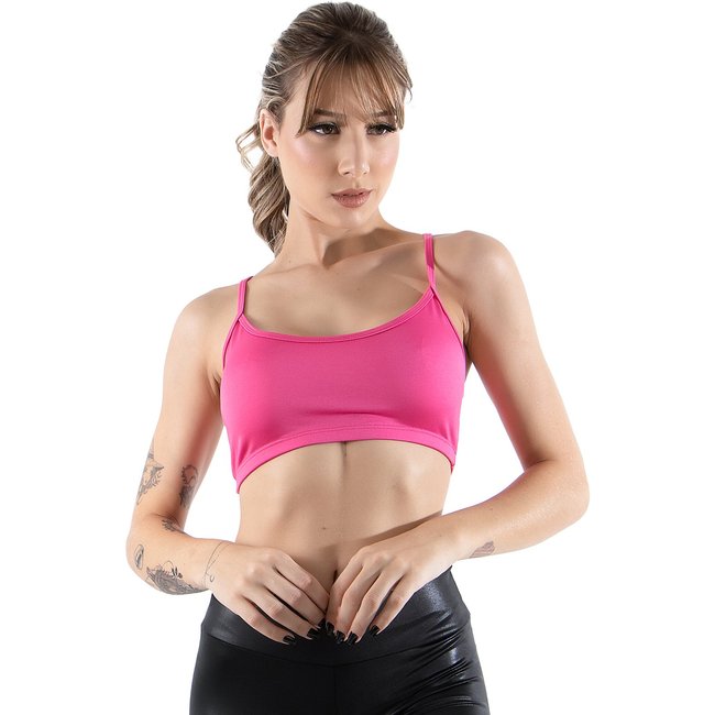 Top Alcinha 4 Estações Alça Fina Nadador Sem Bojo Moda Fitness Rosa