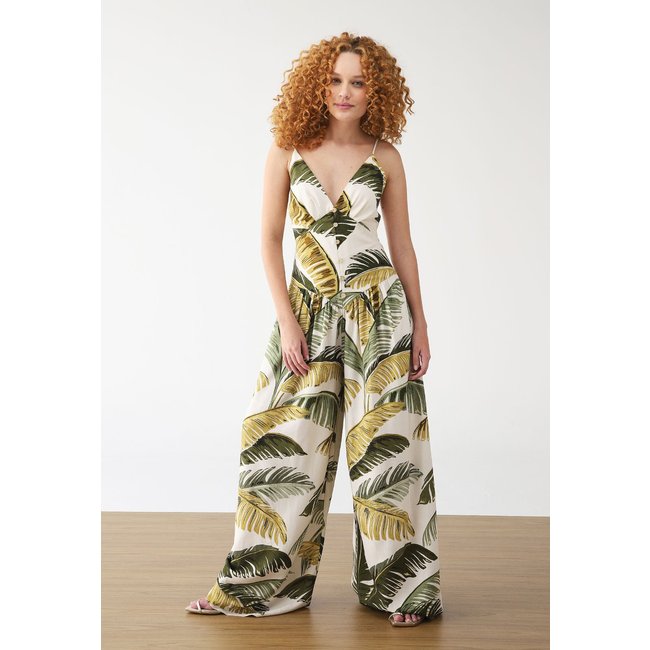 Macacão FARM Longo Pantalona Trancoso Off-White