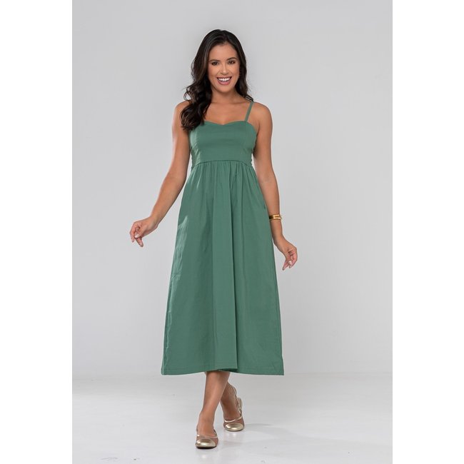 Vestido Aura Melissa Alças Tricoline Verde
