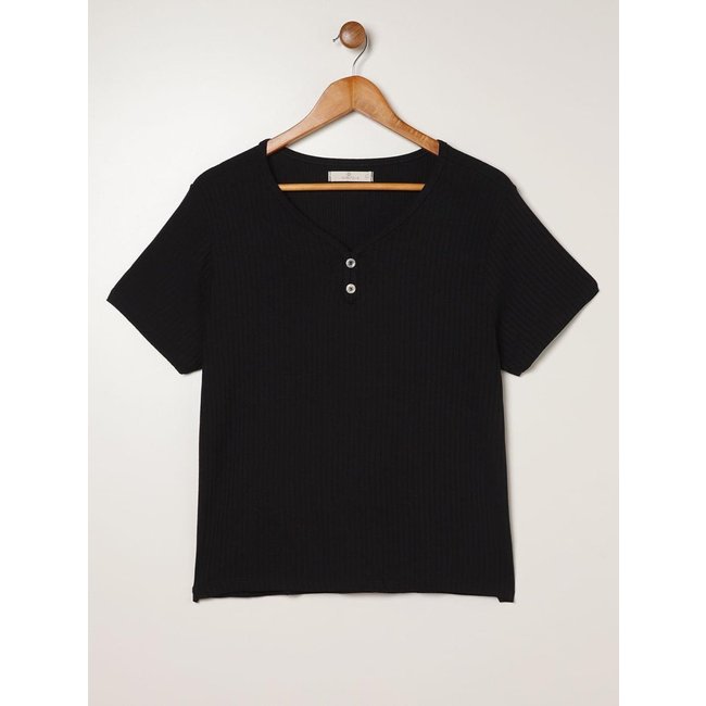 Blusa Viscose Canelado Plus Size Feminina PRETO