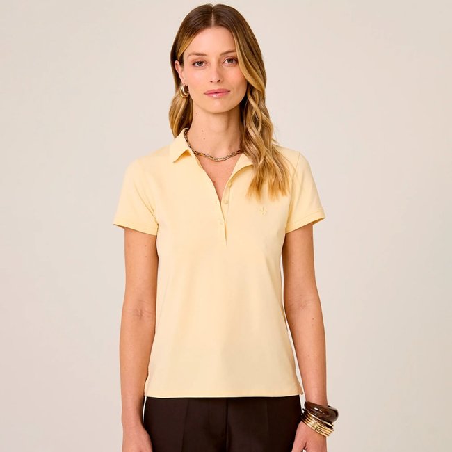 Camisa Polo Dudalina Peruan Pr26 Amarelo Claro Feminino