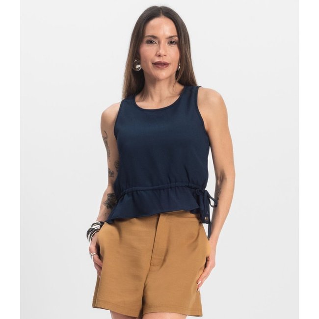 Regata Feminina em Crepe Infinita Cor Azul